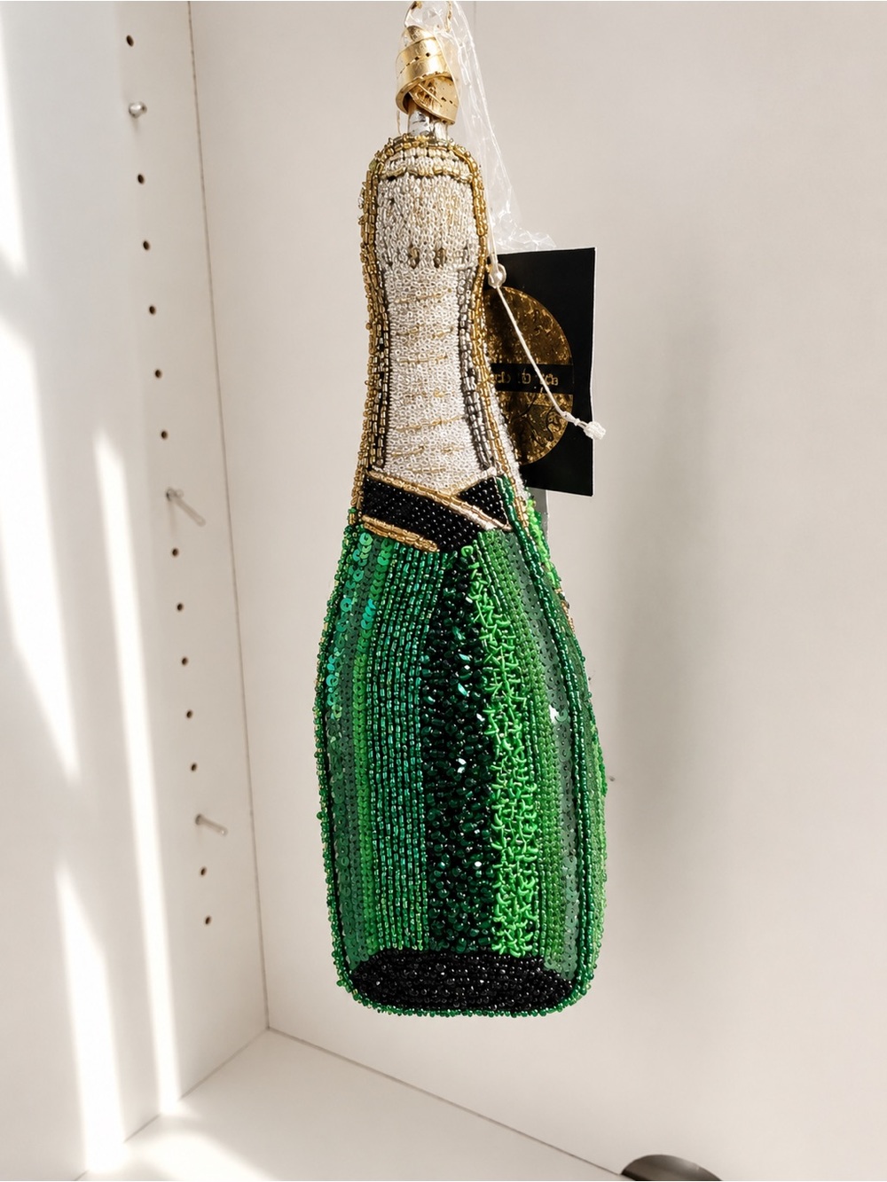 Champagne Bottle Beaded Wristlet/Clutch – Handcrafted in India ✨🍾 - Picture 2 of 5